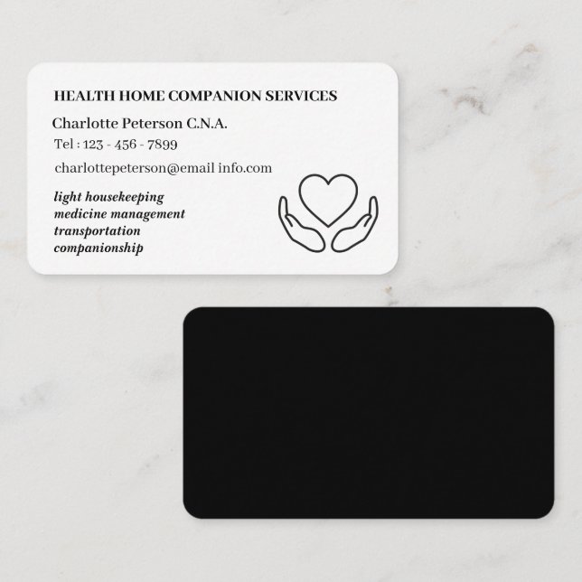 Minimalistische CNA Zuhause Health Caregier Visitenkarte (Vorne/Hinten)