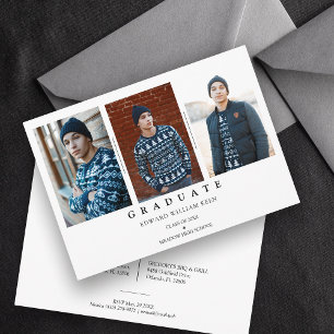 Minimalistische Collage 3 Fotos Graduate Abschluss Einladung