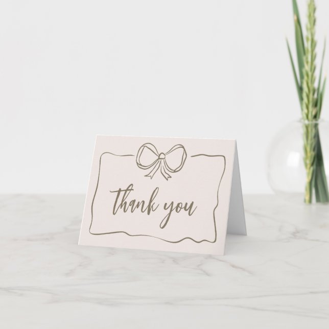 Minimalistische Coquette Babydusche Dankeskarte (Vorderseite)
