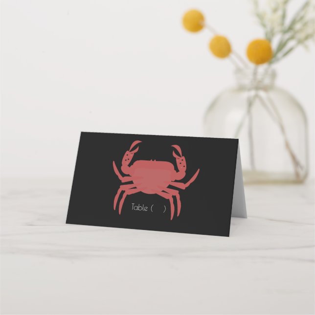 Minimalistische Crab Black Wedding Probe Platzkarte (Vorderseite)