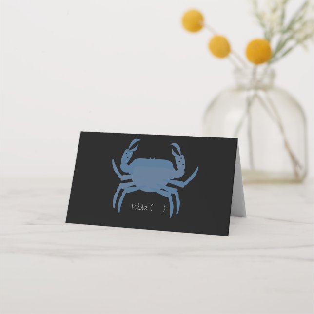 Minimalistische Crab Black Wedding Probe Platzkarte (Vorderseite)