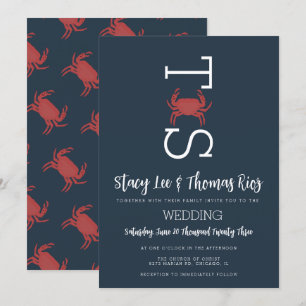 Minimalistische Crab Broil Typografy Wedding Einladung