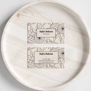 Minimalistische Creme Floral Business Card Visitenkarte