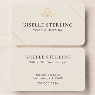 Minimalistische Creme-Lotus-Massagetherapie Visitenkarte