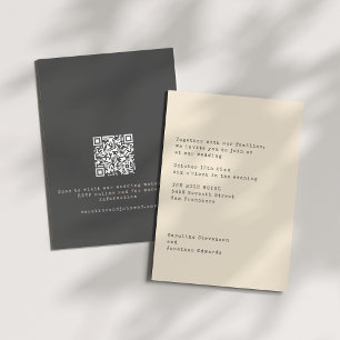Minimalistische Creme-Schreibmaschine Hochzeits-QR Einladung