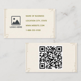 Minimalistische cremefarbene geometrische QR-Code- Visitenkarte
