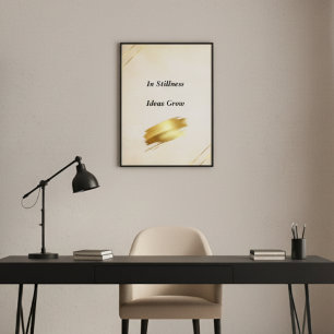 Minimalistische cremefarbene Gold-Wandkunst-Zitat- Poster