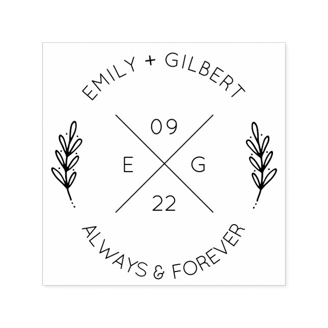 Minimalistische Crossed X Initials Wedding Permastempel (Design)