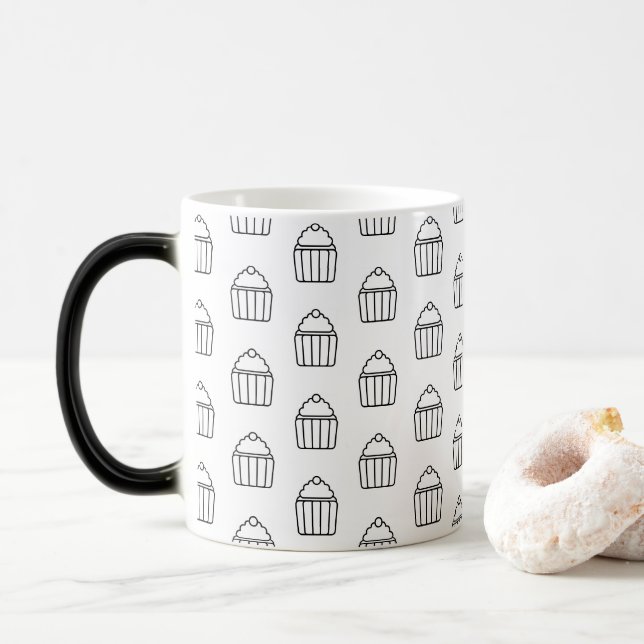 Minimalistische Cupcake-Muster-Tasse Verwandlungstasse (Mit Donut)