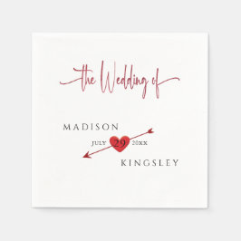 Minimalistische Cupid Arrow Herzblut Hochzeit Serviette