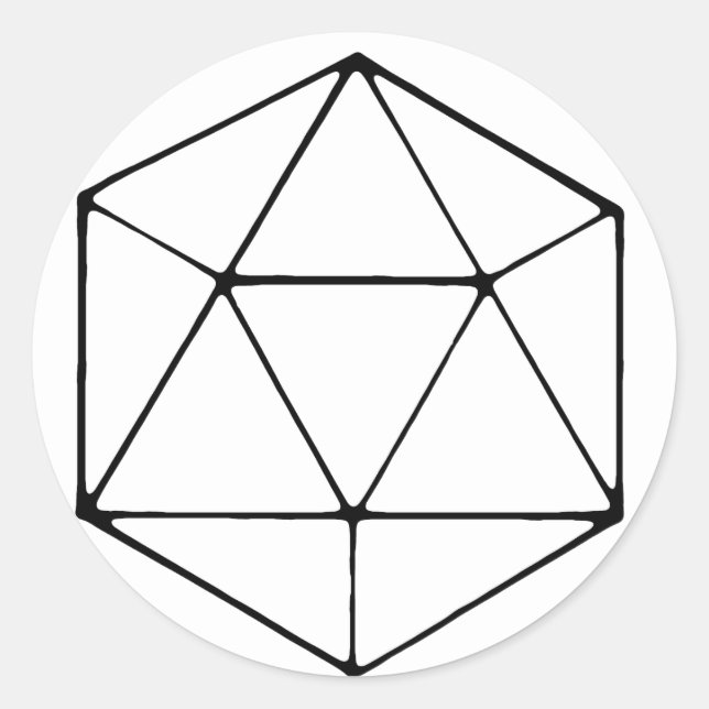 Minimalistische D20 Design Tabletop Gamer Geek Runder Aufkleber (Vorderseite)