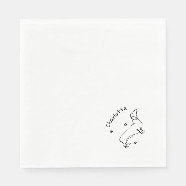 Minimalistische Dackel - Ihr Text, Ihr Stil Serviette (Vorderseite)