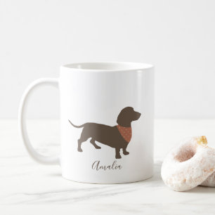 Minimalistische Dackel Silhouette mit Hundename Kaffeetasse
