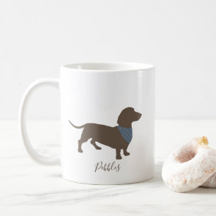 Minimalistische Dackel Silhouette mit Hundename Kaffeetasse