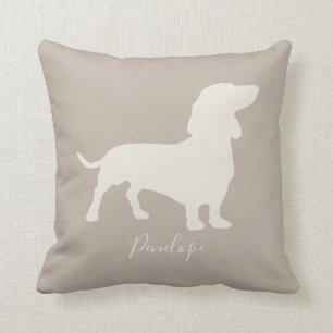 Minimalistische Dackel-Silhouette mit Namen Kissen