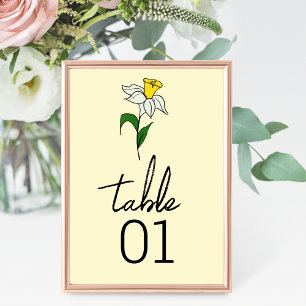 Minimalistische Daffodil Wedding Tischnummer