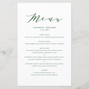 Minimalistische Dainty Script Green Wedding Menu C