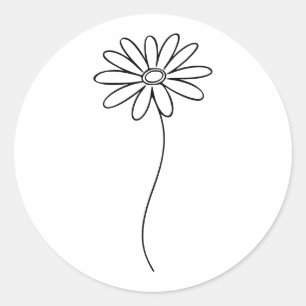 Minimalistische Daisy-Blumen-Linienkunst Runder Aufkleber