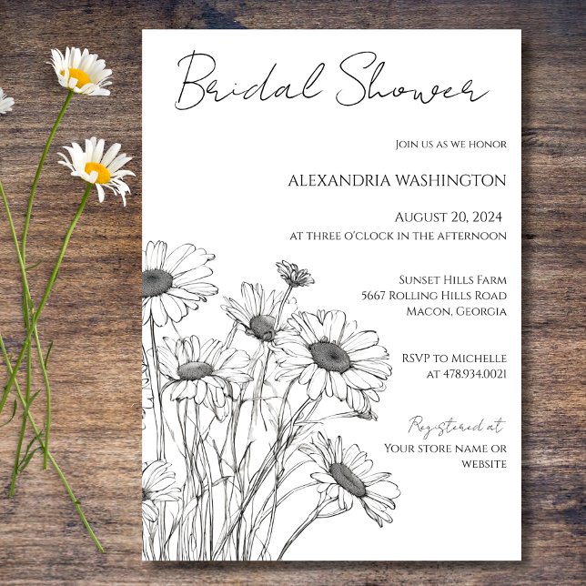 Minimalistische Daisy Bridal Dusche Einladung (Von Creator hochgeladen)