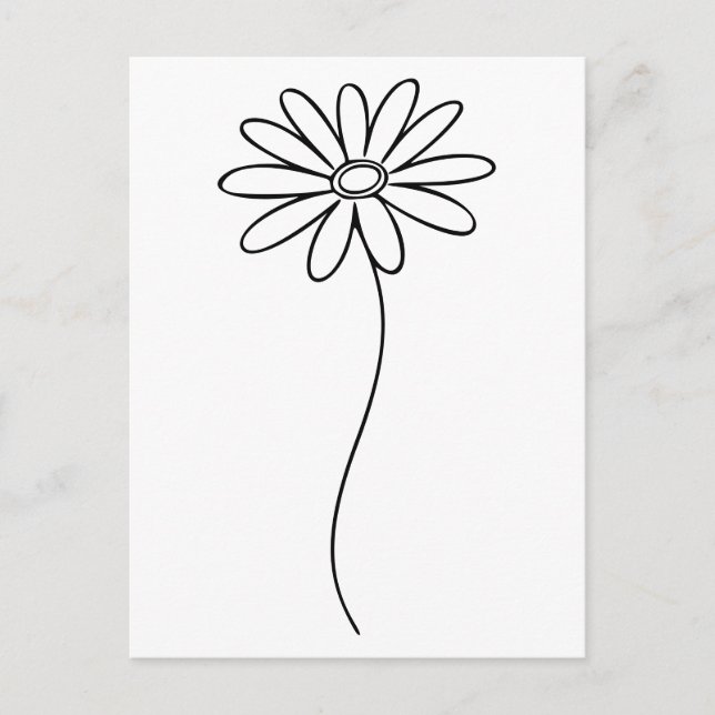 Minimalistische Daisy Floral Line Art Postkarte (Vorderseite)