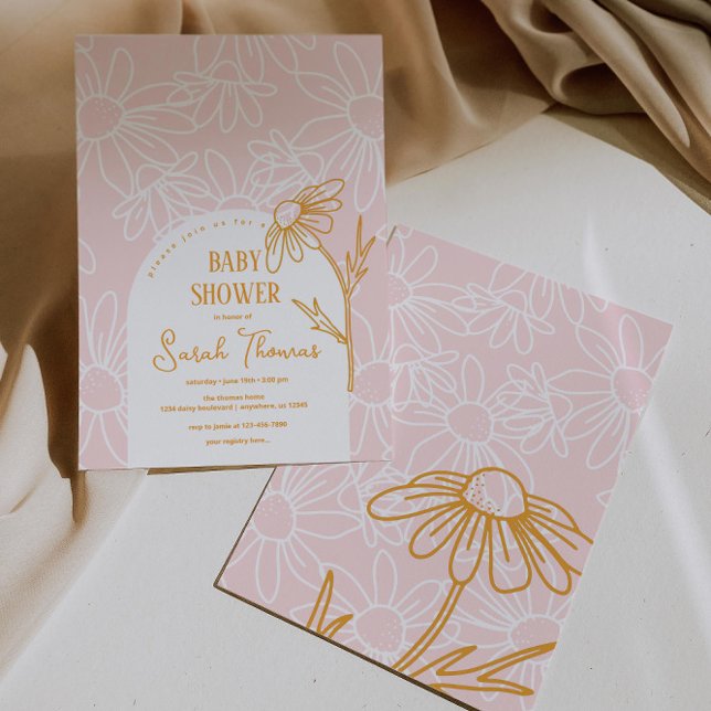 Minimalistische Daisy Girl Baby Dusche Einladung (Von Creator hochgeladen)
