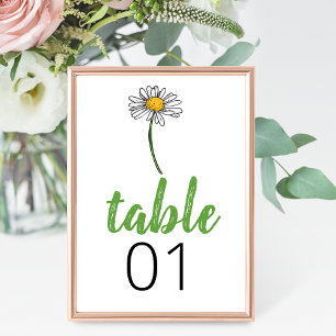 Minimalistische Daisy Wedding Tischnummer