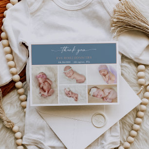 Minimalistische Dankeschön-Baby-Foto-Ankündigungsk Einladung