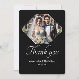 Minimalistische Dankkarte Hochzeitskarte Schwarz/W Dankeskarte
