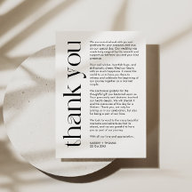 Minimalistische Danksagkarte mit fett formatierter