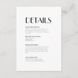 Minimalistische Deko-Hochzeitsdetails Begleitkarte