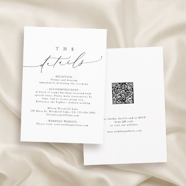Minimalistische Details zur modernen Chic-Hochzeit Begleitkarte (Minimalist Modern Chic Script Wedding Details Enclosure Card)