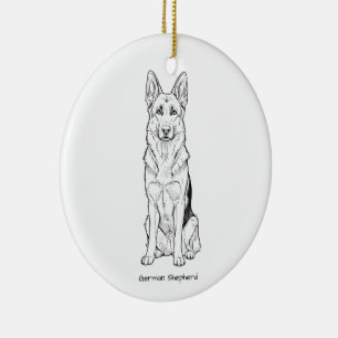 Minimalistische Deutsche Schäferhund-Linienkunst Keramik Ornament