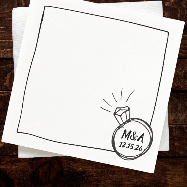 Minimalistische Diamond Ring Wedding Party Serviette (Von Creator hochgeladen)