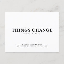 Minimalistische Dinge ändern sich Ankündigungspostkarte