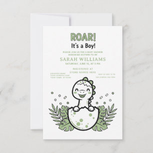 minimalistische Dinosaurier-Baby-Party für Jungen  Einladung