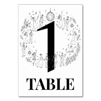 Minimalistische Disco-Party-Hochzeitstischnummern Tischnummer