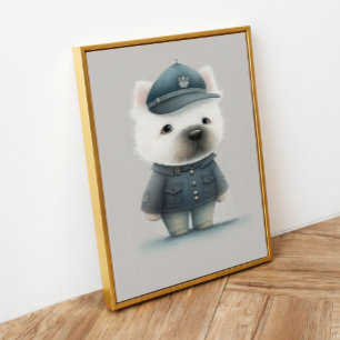 Minimalistische Dog Art: Poodle Policeman Poster