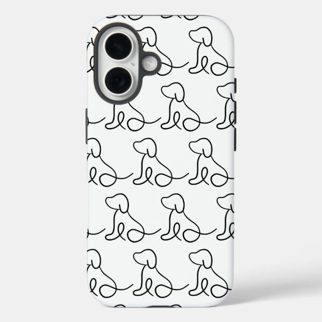 Minimalistische Dog Line Art iPhone Case (Rückseite)