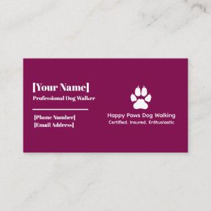 Minimalistische Dog Paw Print Dog Walker Business Visitenkarte