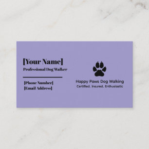 Minimalistische Dog Paw Print Dog Walker Business Visitenkarte