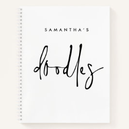 Minimalistische Doodles Name Schwarz-weißes Skizze Notizbuch