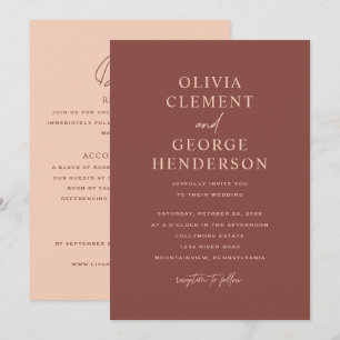Minimalistische doppelseitige Hochzeitseinladung Einladung