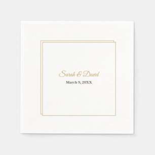 Minimalistische doppelte goldene Rand Hochzeitsser Serviette