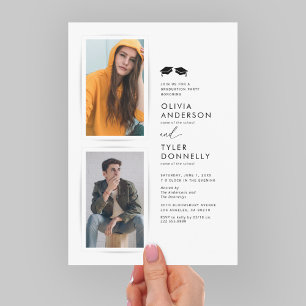 Minimalistische Double Graduation Party Einladung