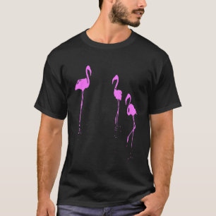 Minimalistische Drei Flamingos Silhouette in Rosa T-Shirt