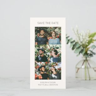 Minimalistische Drei-Foto-Streifen-Hochzeit mit Na Save The Date
