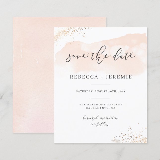 Minimalistische Druckfarbe Save the Date (Vorne/Hinten)