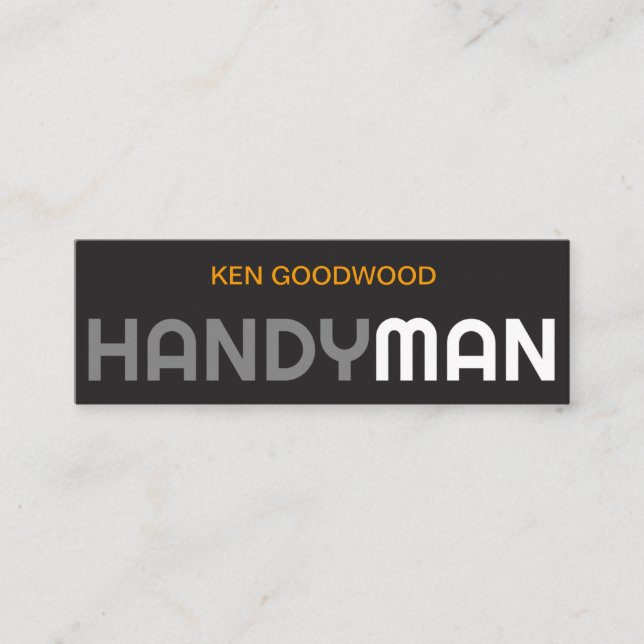 Minimalistische Dualfarben Handyman-Beschriftung Mini Visitenkarte (Vorderseite)