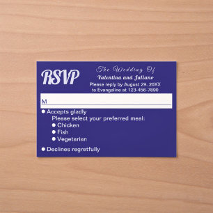 Minimalistische dunkelblaue Hochzeits-RSVP RSVP Karte