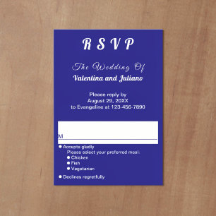 Minimalistische dunkelblaue Porträt-Hochzeits-RSVP RSVP Karte